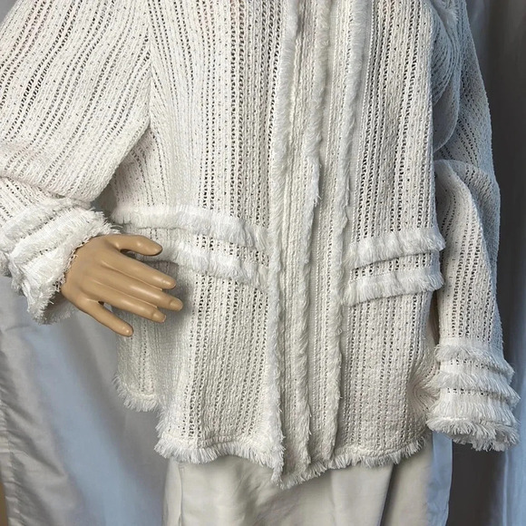 NIC & Zoe playful Jacket XXL,fray,fringes,white Boxy,cotton,cottagecore EC - Picture 2 of 14